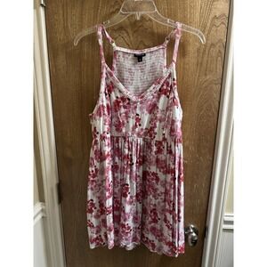 torrid Pink Floral Lace-Trim Camisole Dress